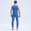 Vêtements de nuit pour hommes Mens V-Col Long Johns Ensemble Chaud Épais Plus Velours Hiver Sous-vêtements thermiques Hommes Automne Débardeur Pantalon Pas Ensembles