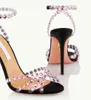 Идеальные летние кожаные сандалии из ПВХ с ремешками из текилы, украшенные кристаллами, на высоком каблуке, знаменитые женские сексуальные сандалии EU35-43 EUBOX