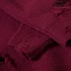 سترات رجال طويلة الأكمام ممزق الثقوب السترة ذات الحجم الكبير من القمم المحبوكة للرجال النساء الجرونج جوت الشتاء ملابس الشتاء خمر 220901