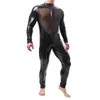 Canottiere 3XL Pelle Verniciata Mens Sexy Maniche Lunghe Cerniera Cavallo Aperto Catsuit Zentai Tuta Usura Del Partito Pantalone Tuta Tuta Taglie Forti