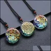 Pendentif Colliers Rétro Ronde Reiki Guérison Pierre Sept Chakra Orgone Énergie Symbole Pendentif Collier Gravier Méditation Amet Orgonite Dhdnj