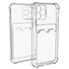 Capas de telefone móvel para iPhone 15 Pro Max 14 Plus 13 Mini 12 11 Anti-Choque Clear Silicone Soft TPU Capa de borracha com suporte de cartão traseiro