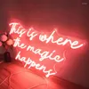 파티 용품 "이것은 마법의 곳"네온 사인 커스텀 라이트 LED 핑크 홈룸 벽 장식 INS 상점 장식