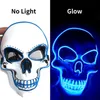 Halloween Navidad Esqueleto de neón Máscaras LED Máscara iluminada Mascarada Terror Cosplay Scary Maskss Máscara DIY Glow Partys Suministros al por mayor