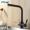 Torneiras de cozinha Frap Frap Black Kitchen Pia Faucet Mixer Seven Letes Design de 360 ​​graus Purificação de água Tap Tap Grifo Cocina 220901