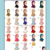 スカーフデザイナーイスラム教徒の女性erインナーヒジャーブスカーフウーマンソリッドカラープレーンキャップスカーフスカーフマーセル化綿女性帽子cn137 dhh9r