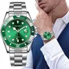 Montres-bracelets Top Mode En Acier Inoxydable Hommes Montre Date Cadran Vert Horloge Sport Montres Hommes Quartz Montre-Bracelet Relogio Masculino