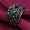 Trouwringen Vintage Zwart Pistool Belofte Mode-sieraden Cadeau Prinses Liefde Zirkoon Steen Verlovingsring Sets Voor Vrouwen5641581