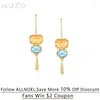 Dangle Earrings ALLNOEL Natural Citrine Swiss Blue Topaz 925 Sterling Silver Hook Drop For Women Gold Plated Fine Jewelry Gifts