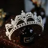 Bröllopshår smycken barock lyxiga kristallblommor brud tiaras krönar tävling prom diadem brud pannband tillbehör 220831