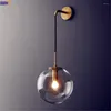 مصباح الجدار Nordic Modern LED Glass Ball Mirror بجانب American Retro Light Sconce Wandlamp Aplique Murale