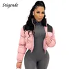 Stigende coton rembourré manteau femmes Patchwork Puffer Parka vêtements d'extérieur couleur unie hiver chaud fermeture éclair haut court veste Chaqueta Mujer 220901