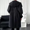 Men's Trench Coats 2022 Fashion Coat Male Trendy Mid-long Zipper Solid Loose Windbreaker Spring Autumn Hooded Cloak Overcoat Men Q47