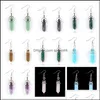 Charme Prisme Hexagonal Rose Cristal Quartz Oeil De Tigre Opale Pierre Charmes Turquoises Boucles D'oreilles Améthystes Boucle D'oreille Suspendue Mode Femmes Juif Dhv10