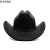 Breite Krempe Hüte Vintage Western Cowboy Hut für Herren Gentleman Lady Jazz Cowgirl mit Leder Cloche Kirche Sombrero Hombre Caps 220901