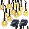 Decora￧￵es de Natal Luzes de cordas LED movidas a energia solar 30 BBS Bola de cristal ￠ prova d'￡gua Festa de f￩rias de Lighting Garden 8 mo dhv1p