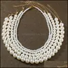 Colliers de mode élégant blanc imitation perle collier ras du cou grosses perles rondes colliers de mariage pour femmes bijoux de charme 3073 Q2 Drop Dhvc9