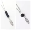 Pendentif Colliers Pierre De Lave Noire Plume Pendentif Collier Aromathérapie Huile Essentielle Par Diffuseur Colliers Pour Femmes Bijoux Drop Dhhsv