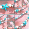 Anklets Foot Jewelry For Women 2 Layers Ankle Bracelets Yoga Symbol Anklet With Starfish Sier Charms Beaded Beach Jewellery Girlfrien Dh8Zf