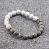 Strand Natural Stone White Howlite Marble con braccialetto di perline grigie per uomo Fashion Personality Elastic Charm