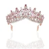 Wedding Hair Jewelry Baroque Rose Gold Pink Crystal Bridal Tiara Crown With Comb Pageant Prom Veil Headband Accessories 220831