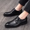 Breasted Monk Double Men Solid Color Pu Classic Crocodile Pattern Fashion Dress Shoes AD AD AD