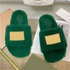 Designer chinelos femininos lã de lã outono sandals de pele de inverno