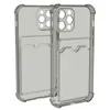 Handyhüllen für iPhone 15 Pro Max 14 Plus 13 Mini 12 11 Anti-Shock Clear Silikon Weiche TPU-Gummiabdeckung mit rückseitiger Kartenhalterhülle