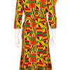 Bintarealwax African Maxi Casual Dress Bazin Riche Bawełna druk woskowe Długie sukienki Dziewięć punktów rękawy plus rozmiar Afryka odzież WY9492