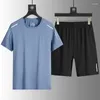 Męskie dresy 2022 Męska odzież sportowa 2 szt./Set Summer O-Neck Casual T-shirt TOP LUSE Sport Sport Short Rleeves Męski garnitur na siłowni