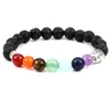 Fashion Strons Stone Natural 8 mm Bouddha Head coloré chakra reiki Bouddha Yoga Bracelet Elastic Bangles Femmes FT567K