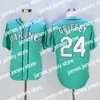 Maglie da baseball James 1984 1995 in pensione 24 Ken Griffey Jr Vintage Baseball Jersey Flexbase 2016 Giovanni Pullover Base Pullover e cucito Blue Green White