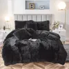 Ensembles de literie Housse de couette moelleuse Ensemble de lit Fausse fourrure Housse de couette floue Ensemble de luxe Ultra doux en peluche Shaggy Housse de couette 3 pièces 220901