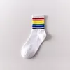Herrstrumpor Rainbow Stripes Casual Sports Cotton Deodorant