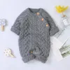 Rompers Baby Rompers lange mouw winter warm gebreide baby kinderen jongens meisjes jumpsuits peuter truien outfits herfst kinderkleding 220901