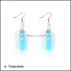 Charme Prisme Hexagonal Rose Cristal Quartz Oeil De Tigre Opale Pierre Charmes Turquoises Boucles D'oreilles Améthystes Boucle D'oreille Suspendue Mode Femmes Juif Dhv10