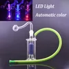 Mini Cam Bong Su Boruları Geri Dönüştürücü DAB Rig Led Ilglight Hand Nargile Kalın Pyrex Küçük beher bongs 10 mm yağ brülör borusu ve renk hortumu 2 adet