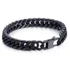 Link Bracelets Mens Bracelet 316L Stainless Steel 10 15mm Heavy Black Gold Silver Color Double Rombo Curb Cuban Chain Jewelry LHB289