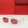 High-End-Cartr-Herren-Sonnenbrille, ovaler Rahmen, speziell geformtes Design, lässig, UV400, elfenbeinfarbener Arm, vergoldet, glänzend, zeitlose klassische Kollektion