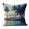 Kudde Medelhavet Sea Beach Style Style Coconut Tree Cover Cudowcase Decorative Marine Throw Cover 45x45cm Heminredning