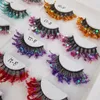 Halloween Party Glitter False Eyelashes Fluorescence Fluffy Wispy Colored Fake Mink Eyelash Carnival Christmas Cosplay Lashes