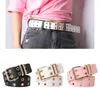 Ceintures Double œillet Punk ceinture Rock oeillet avec 2 trous gothique broche boucle mode PU cuir creux pour pantalons Jeans femmes hommes