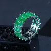 Anillos de racimo marca CWWZircons Color oro blanco rama de olivo verde CZ piedra de cristal para mujer boda banda fiesta compromiso joyería R039