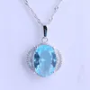 Pendentif Colliers Top Qualité Luxe Bleu Ciel Cristal Blanc Zircon Cubique Couleur Argent Collier Pendentifs Pour Mariage X0339