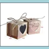 Confezione regalo Scatola di caramelle Cuore romantico Sacchetto regalo Kraft con spago di tela Bomboniere chic Forniture 5X5X5Cm 179 V2 Drop Delivery 2021 Ho Dhbun