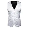 men's Vests Classic Party Wedding Vest Streetwear Fashion Striped Business Office Sleeveless Formal Suit Jacket US Size S-XXL C61Q#