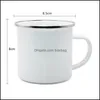 Canecas Diy Sublimação 12 onças caneca de esmalte com aro Sier 350ml Aço inoxidável Manunhão de copo esmaltado Torda de dente em branco Bottl de café dhqlk