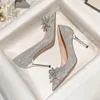 2022 Chaussures de mariage en strass d'été Crystal Fleur Nouveaux talons hauts