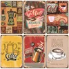 Metal Painting Retro Fresh Coffee Plaque Metal Tin Sign Retro Drink Coffee Poster Wall Stickers for Cafe Shop Restaurant Home Room Decor T220829