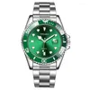 Нарученные часы верхняя мода из нержавеющей стали мужчинам, дата дата, зеленый циферблат, часы, часы, мужские кварцевые наручные часы Relogio Masculino